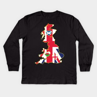 Flags Map Of Great Britain Kids Long Sleeve T-Shirt